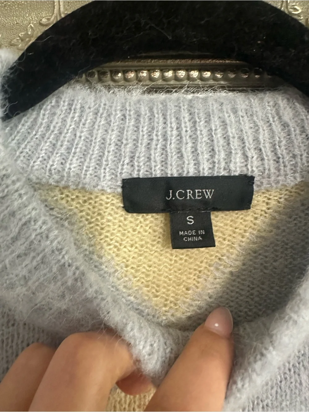 J.Crew diamond-checked cropped crewneck sweater